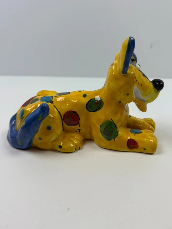 Figura de perro de cerámica colorida Dottie Dracos de Ganz - Arte popular pintado a mano Foto 4 de 4