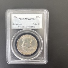 Toned 1952-P PCGS MS 66 FBL Silver Franklin Half Dollar