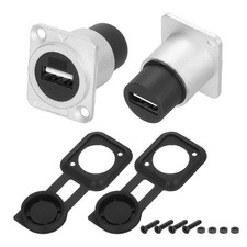 2Pcs USB 2.0 Panel Mount Coupler, D-Type USB Pass Through 480Mbps Silver