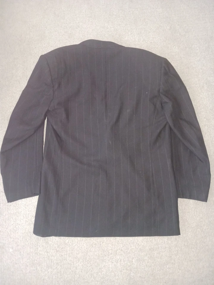 Chaqueta Traje Canali Para Hombre 42R Rayas Negras Doble Pecho 100% Lana Foto 4 de 4
