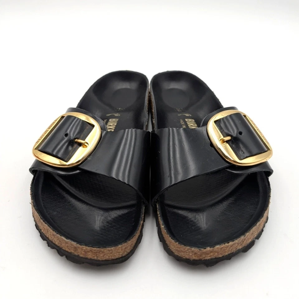 Sandalias Birkenstock Madrid Hebilla Grande Unisex Cuero Negro Talla USW6/M4 EU37 Foto 2 de 4