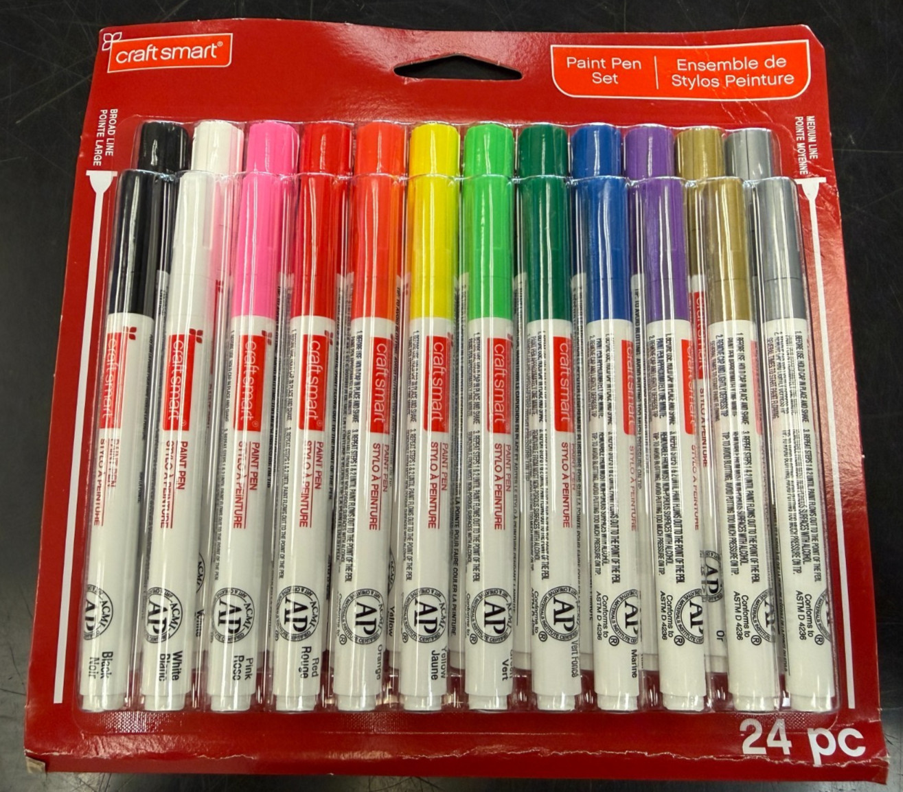 Craft Smart Medium & Broad Line Paint Pen Set 24ct For Wood Plastic NEW (622157)
