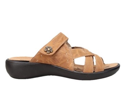 Romika Ibiza 99 Women's Camel Brown Leather Slip-On Slide Beige Sandals 37 6-6.5