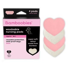 Bamboobies Reusable Washable Leak-Proof Nursing Pads for Breastfeeding - 4 Pack