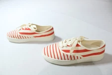 Soludos Women's Marin Stripe Woven Lace-Up Sneakers CD4 Poppy Red Size US:7.5