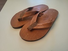 Mens Rainbow Leather Sandals Flip Flops Size: 8.5-9.5 Medium Thong 301ALL 80