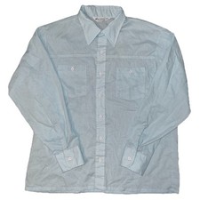 Vtg 60s 70s Mens K Mart Store Polycotton Light Blue Button Up Shirt XL