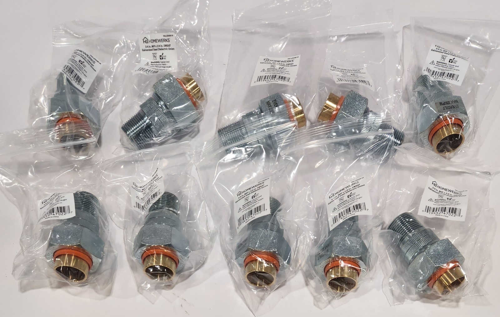 Homewerks Lead Free 3/4" MIP by Sweat Dielectric Union (lot of 10) FSU LFDUM-34