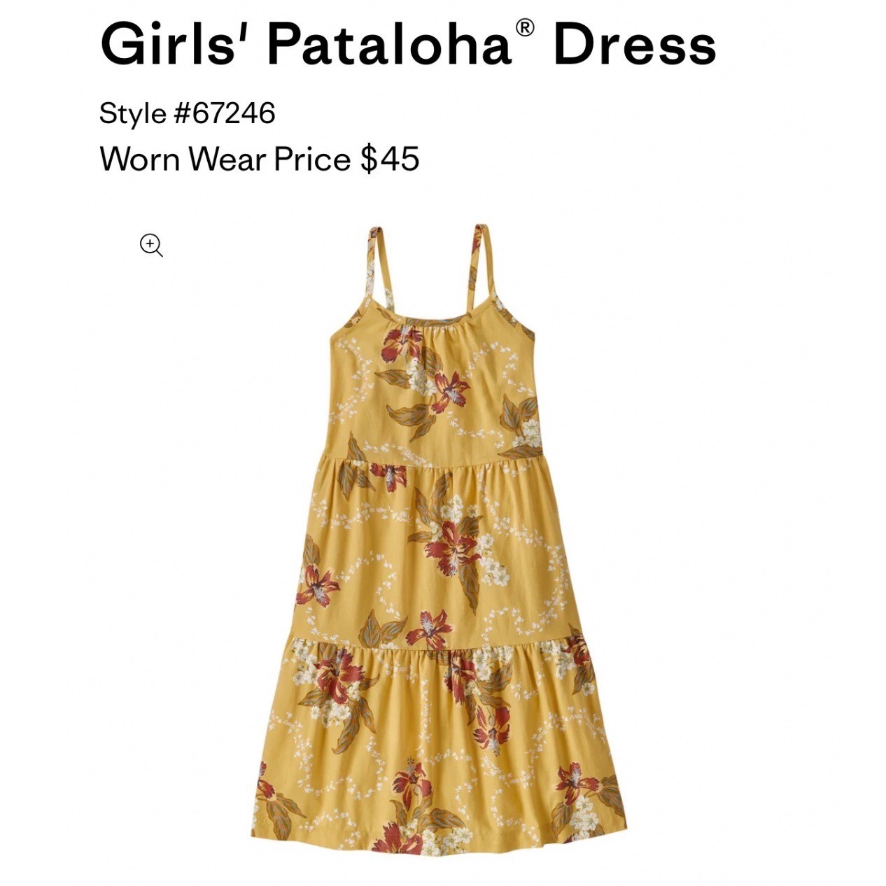 Patagonia Pataloha Dress Girls XL Yellow Floral Organic Cotton Tiered 67246 NEW thumbnail 6