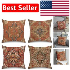 Elegant Set of 4 Decorative Throw Pillow Covers 18x18 - Traditional Kilim Design