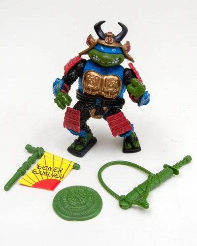 VTG TMNT 1990 Leo The Sewer Samurai Action Figure w/Acces. Playmates SHIPS FREE!