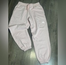 Pink Adidas Essentials loose-fitting fleece trousers Size L