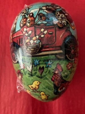 World Market Pier Place Nestler Paper Mache Small Easter Rabbit Car Egg 4.75''