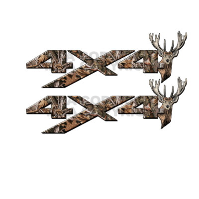 4x4 Woodland Ghost DEER HEAD Decals Truck - NO OFF ROAD Stickers - 2 Pack MATTE