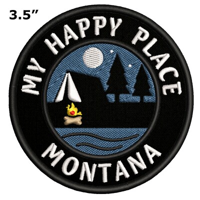 Moon Stars Camping Forest Patch Embroidered Iron-On Applique Nature Badge