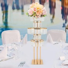 Wedding Gold Vases Centerpieces Luxurious Crystal Flower Stand 5 Tier
