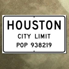 Houston Texas city limit boundary highway road sign marker 1950s 15x9