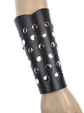 Gauntlet Large Rivet Head Genuine Leather 3 Buckle Punk Gothic Thrash Metal