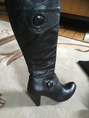 Elegante italienische Winter Lederstiefel Schuhe damen EU37 schwarz