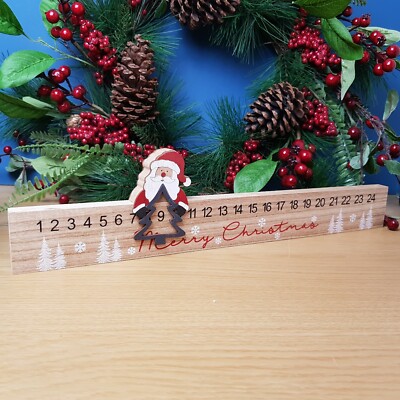 Christmas Advent Calendar, Wooden Countdown Sliding, non