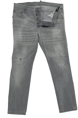 DSQUARED2 Cut Skater Herren Jeans Hose Gr.54 grau hellgrau destroyed Stretch