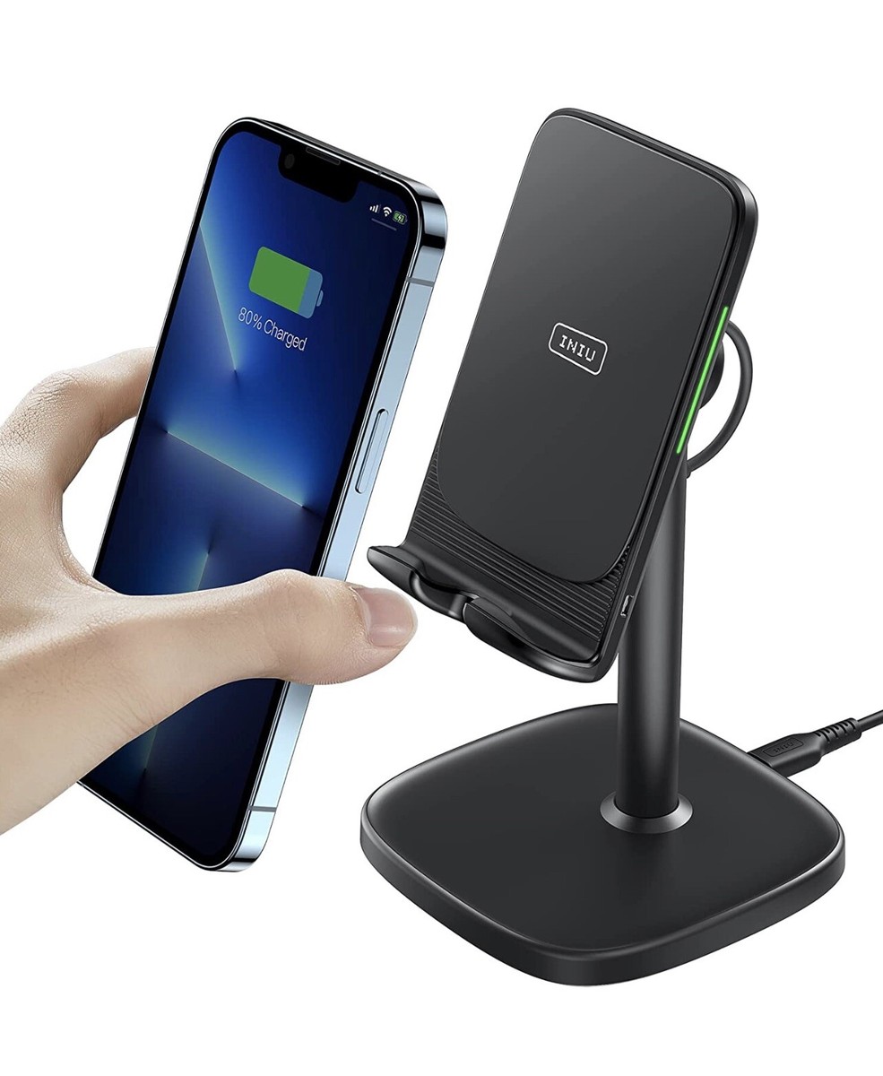 INIU Wireless Charger Phone Stand, 15W Fast Charge Adjustable