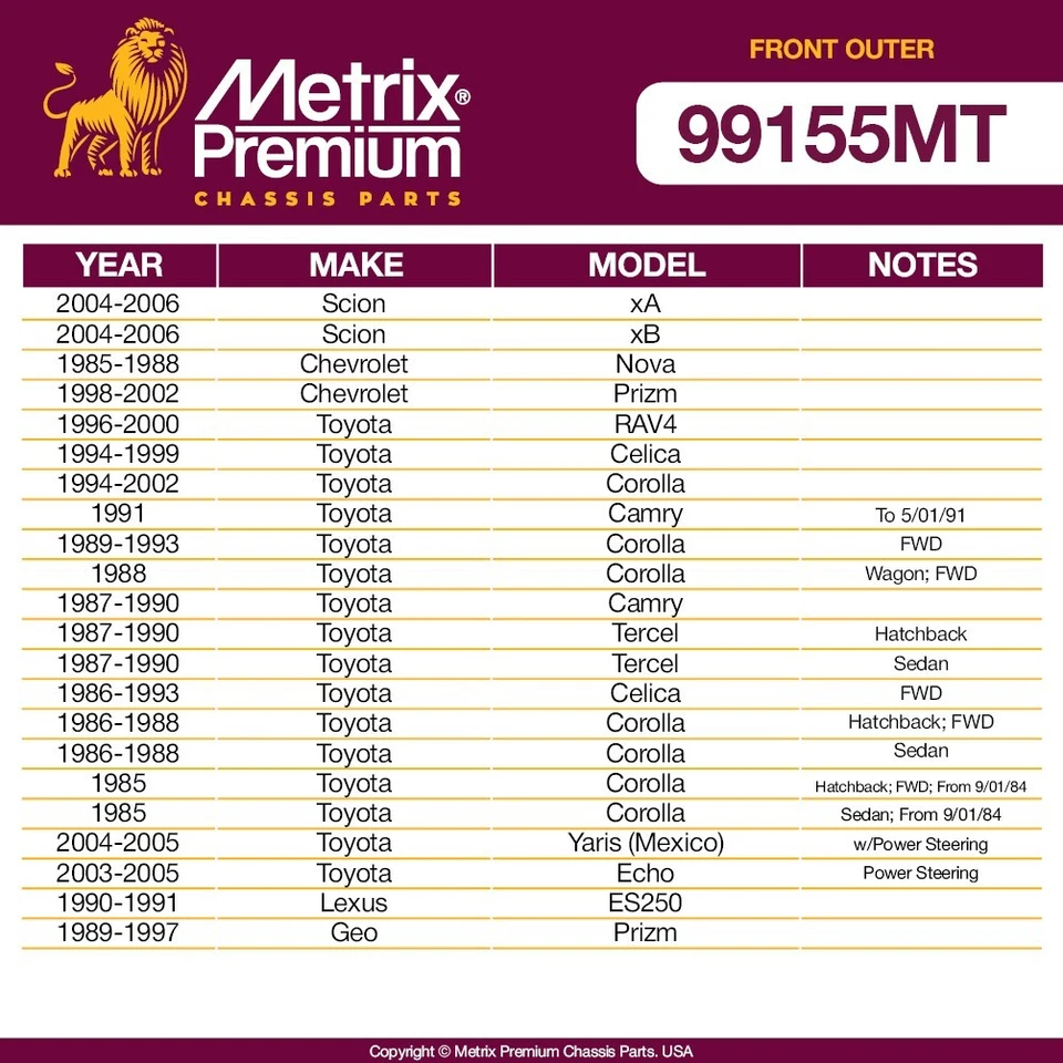 Juego de extremos de barra de amarre exterior delantero para Toyota Celica Echo Corolla Camry Rav4 Scion xA Foto 2 de 4