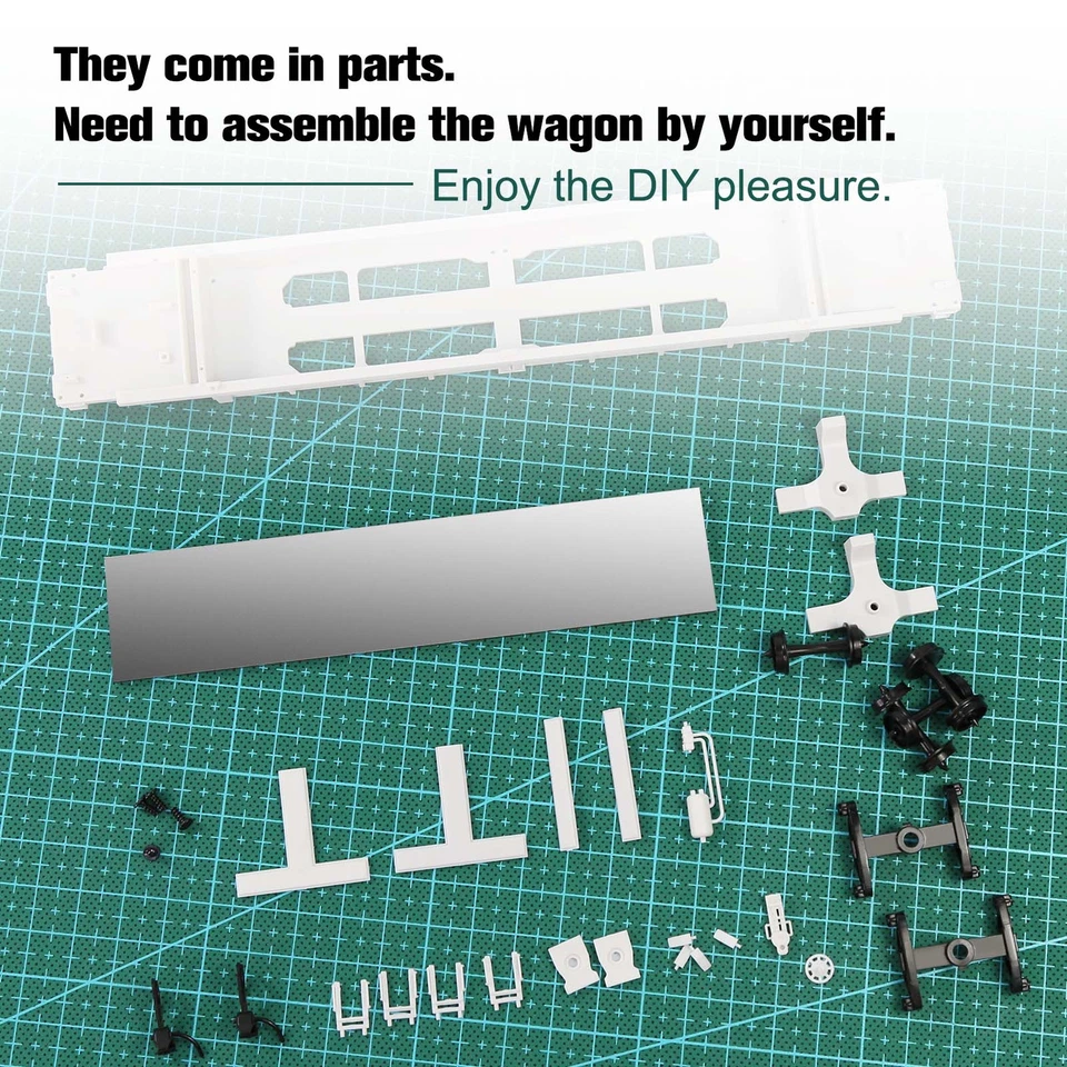 Evemodel 1pc HO Scale 1:87 Blank Unassembled White 40' Well Car Model Wagon - Image 2 of 4