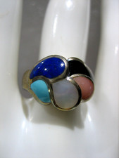 ARTSTONE STERLING SILVER MULTI GEMSTONE RING SIZE 6