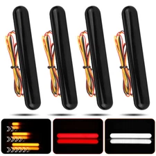 5" Oval Red+Amber Flowing LED Turn Signal Tail Light Bar Stop Brake DRL Truck