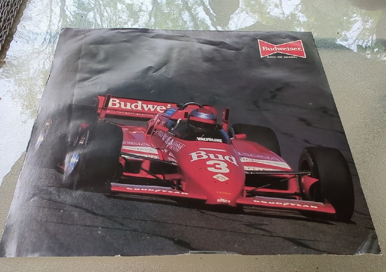 1984 BUDWEISER KING OF BEERS POSTER BUD RACING #3 RACING APPAREL INDY CAR VTG
