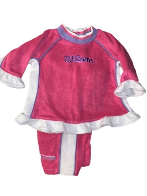 Vintage Wilson Sports Baby Girl Pink And Purple Fleece 2-pc Top And Bottom Set