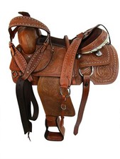 New Western Leather Horse Saddle With Free Tack Set