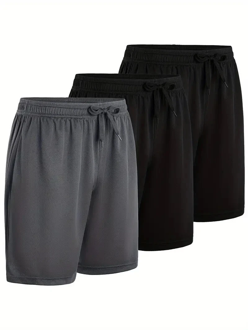 3 Pack Men Loose Fit Casual Sport Shorts - Breathable, Quick Dry R