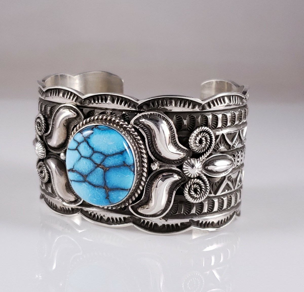 Andy Cadman Navajo Sterling Silver Bracelet Rare Gem Grade