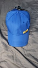 Levi  s Blue Yellow Embroidered Baseball Spell out Logo Cap Hat o/s Adjustable