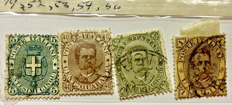 Italian Stamps 1879 Arms of Savoy & King Humbert I Sc 52-53-54 & FREE SHIPPING