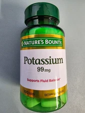 6 PACK Nature's Bounty Potassium Gluconate 99mg, 100 Caplets