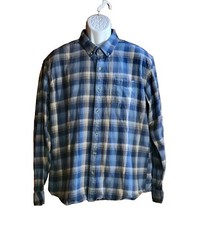 Eddie Bauer Classic Fit Button Down LS Blue Plaid Flannel Shirt Men's Sz XL