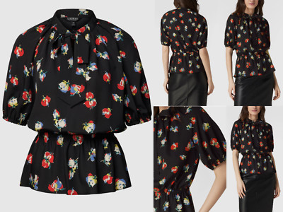 Lauren Ralph Lauren Tie-Neck Floral Blouse Shirt Tee M