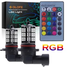2X 9145 H10 9140 Multi-Colors LED Fog Light Driving Bulbs DRL RGB Remote Control