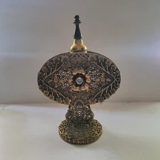 Vintage Ormolu Filigree Vanity Perfume Bottle 6.25"