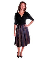 VTG 1940s Black Rayon Taffeta Skirt Bright Primary Stripes XS 22.5" Waist