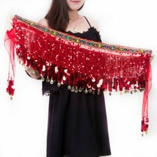 Women Belly Dancing Hip Scarf Wrap Tribal Belt Skirt Chain Fringe Tassel