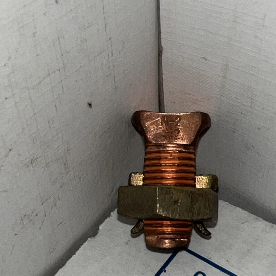 -Conector de perno dividido - Fuerza máxima - Alambres de cobre calibre tamaño 2 - Tuerca de bronce Foto 2 de 3