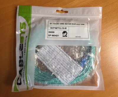 CABLESYS GCFGZTCL15-M ST TO SC OM3 50/125 DUPLEX 15M