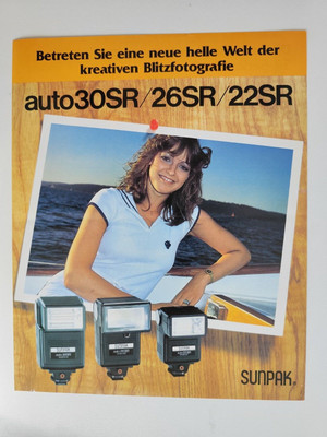 Prospekt SUNPAK Japan Blitzfotografie auto30SR / 26SR / 22SR
