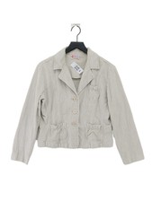 Bill Blass Women's Jacket L Grey Cotton With Spandex Bomber Jacket