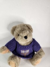 Vintage Plush Articulated Bear wearing Hanukkah Sweater