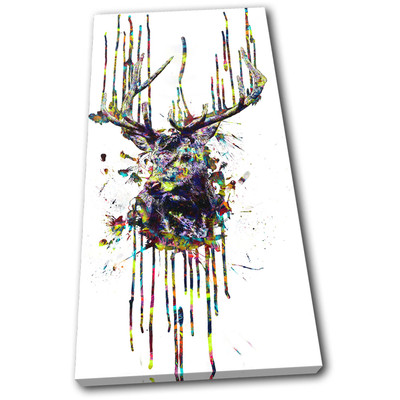 Stag Deer Colourful Paint Animals SINGLE Leinwand Wand Kunst Bild drucken